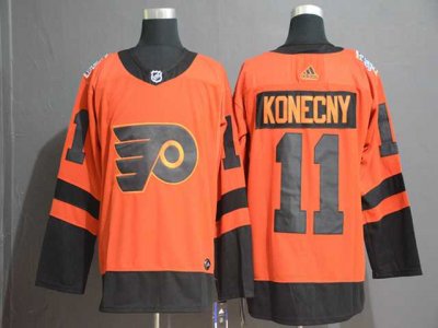 Philadelphia Flyers #11 Travis Konecny Orange 2019 Stadium Series Jersey