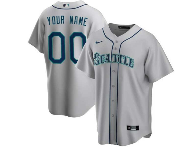 Seattle Mariners #00 Gray Cool Base Custom Jersey - Click Image to Close