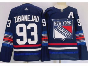 New York Rangers #93 Mika Zibanejad Navy Alternate Jersey