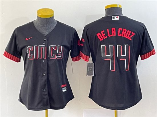 Womens Cincinnati Reds #44 Elly De La Cruz Black 2023 City Connect Jersey