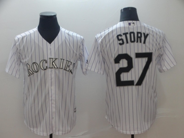 Colorado Rockies #27 Trevor Story White Cool Base Jersey - Click Image to Close