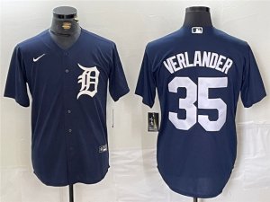 Detroit Tigers #35 Justin Verlander Navy Limited Jersey