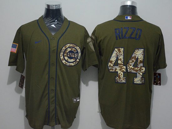 Chicago Cubs #44 Anthony Rizzo Army Green Cool Base Nike Jersey