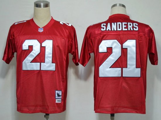 Atlanta Falcons #21 Deion Sanders Throwback Red Jersey