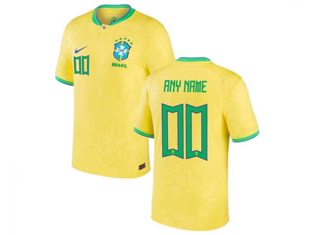 National Brazil #00 Home Yellow 2022/23 Soccer Custom Jersey - Click Image to Close