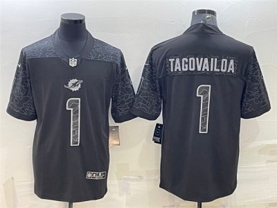 Miami Dolphins #1 Tua Tagovailoa Black RFLCTV Limited Jersey