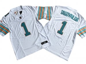 Miami Dolphins #1 Tua Tagovailoa Alternate White Vapor F.U.S.E. Limited Jersey