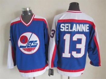 Winnipeg Jets #13 Teemu Selanne 1989 CCM Vintage Blue Jersey