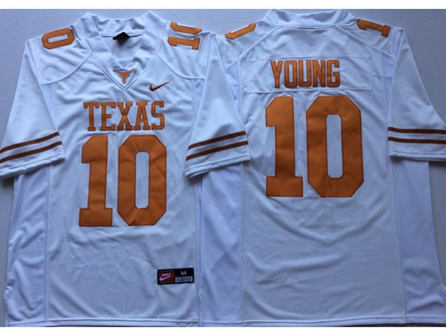 NCAA Texas Longhorns #10 Vince Young White College Football Jersey - Click Image to Close