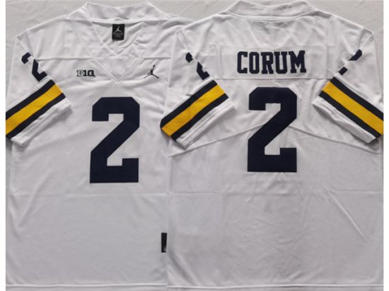 NCAA Michigan Wolverines #2 Blake Corum White College Football Jersey