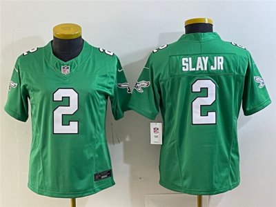 Womens Philadelphia Eagles #2 Darius Slay Jr Kelly Green Vapor F.U.S.E. Limited Jersey