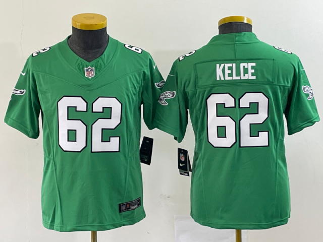 Youth Philadelphia Eagles #62 Jason Kelce Kelly Green Vapor F.U.S.E. Limited Jersey - Click Image to Close