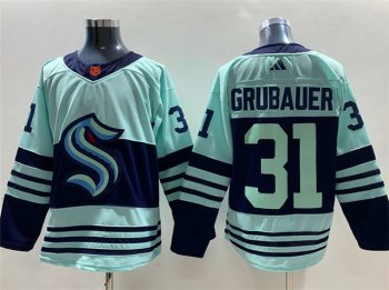 Seattle Kraken #31 Philipp Grubauer Teal 2022/23 Reverse Retro Jersey