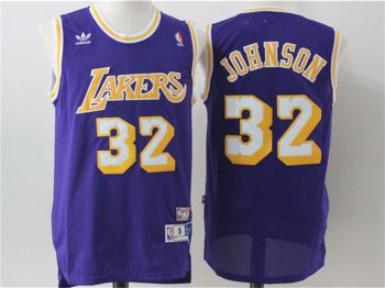 Los Angeles Lakers #32 Magic Johnson Purple Hardwood Classic Jersey