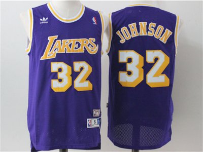 Los Angeles Lakers #32 Magic Johnson Purple Hardwood Classic Jersey