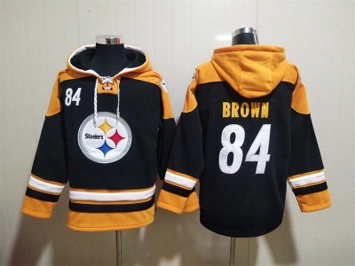 Pittsburgh Steelers #84 Antonio Brown Black Pullover Hoodie Jersey