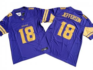 Minnesota Vikings #18 Justin Jefferson Purple Color Rush Vapor F.U.S.E. Limited Jersey