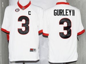 NCAA Georgia Bulldogs #3 Todd Gurley White College Football Jersey