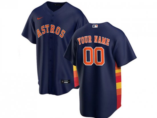 Houston Astros Custom #00 Navy Cool Base Jersey