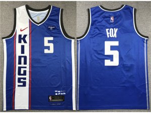 Sacramento Kings #5 De'Aaron Fox 2023-24 Blue City Edition Swingman Jersey