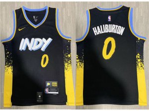 Indiana Pacers #0 Tyrese Haliburton 2023-24 Black City Edition Swingman Jersey