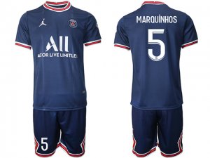 Club Paris Saint Germain #5 Marquinhos Home Navy 2021/2022 Soccer Jersey