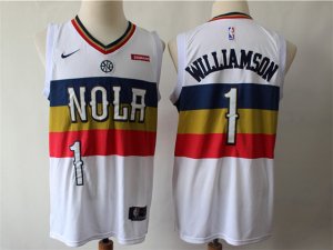 New Orleans Pelicans #1 Zion Williamson White Earned Edition Swingman Jersey