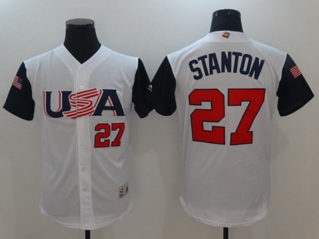 USA #27 Giancarlo Stanton White 2017 World MLB Classic Jersey - Click Image to Close