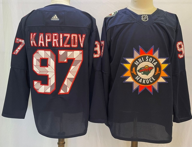 Minnesota Wild #97 Kirill Kaprizov Navy 2021/22 Heritage Day Jersey - Click Image to Close