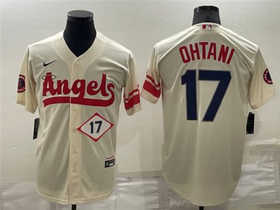 Los Angeles Angels #17 Shohei Ohtani Cream 2022 City Connect Cool Base Jersey