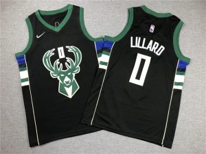 Youth Milwaukee Bucks #0 Damian Lillard Black Swingman Jersey