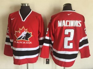 2002 Winter Olympics Team Canada #2 Al MacInnis CCM Vintage Red Hockey Jersey