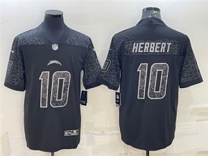 Los Angeles Chargers #10 Justin Herbert Black RFLCTV Limited Jersey