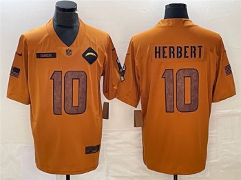 Los Angeles Chargers #10 Justin Herbert 2023 Brown Salute To Service Limited Jersey