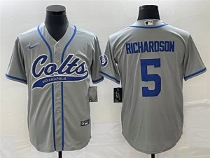 Indianapolis Colts #5 Anthony Richardson Gray Baseball Jersey