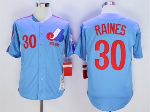 Montreal Expos #30 Tim Raines Blue Throwback Jersey