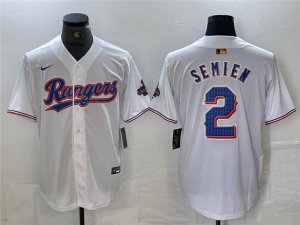 Texas Rangers #2 Marcus Semien White 2024 Gold Collection Limited Jersey