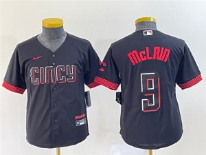 Youth Cincinnati Reds #9 Matt McLain Black 2023 City Connect Jersey