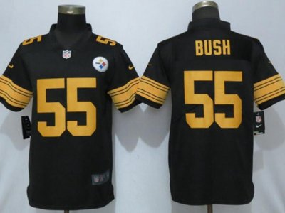 Pittsburgh Steelers #55 Devin Bush Black Color Rush Limited Jersey