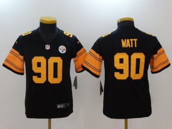 Youth Pittsburgh Steelers #90 T.J. Watt Black Color Rush Jersey