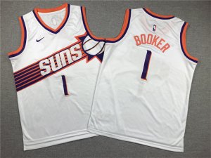 Youth Phoenix Suns #1 Devin Booker 2023-24 New White Swingman Jersey