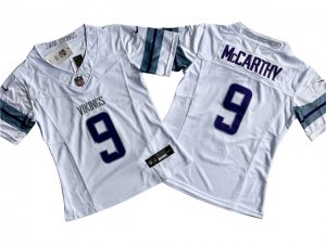 Womens Minnesota Vikings #9 J.J. McCarthy Alternate White Vapor F.U.S.E. Limited Jersey