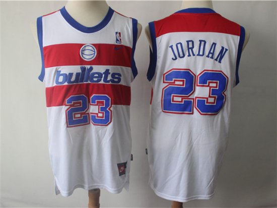 Washington Bullets #23 Michael Jordan Throwback White Jersey