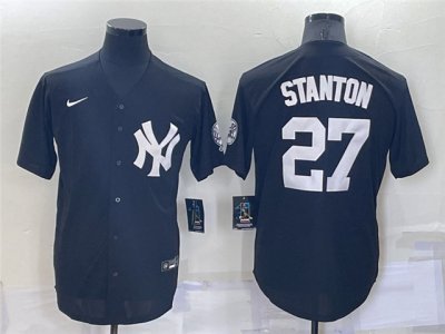 New York Yankees #27 Giancarlo Stanton Black Fashion Cool Base Jersey