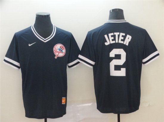 New York Yankees #2 Derek Jeter Black Throwback Jersey