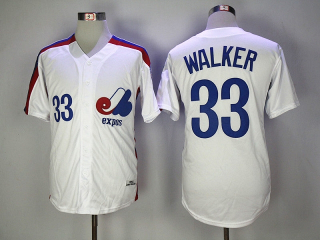 Montreal Expos #33 Larry Walker White Throwback Jersey - Click Image to Close