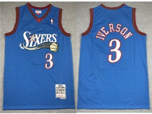 Philadelphia 76ers #3 Allen Iverson 1999-00 Light Blue Hardwood Classics Jersey