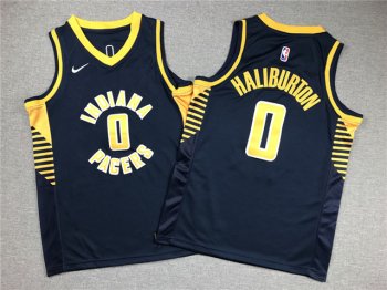 Youth Indiana Pacers #0 Tyrese Haliburton Navy Swingman Jersey