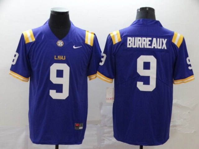 NCAA LSU Tigers #9 Joe Burreaux Purple College Football Jersey - Click Image to Close