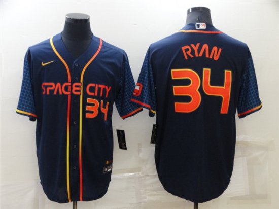 Houston Astros #34 Nolan Ryan 2022 Navy City Connect Cool Base Jersey